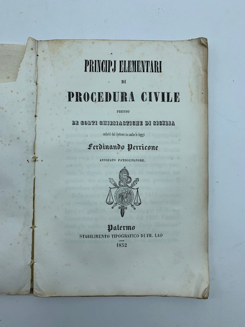 Principj elementari di procedura civile presso le corti chiesiastiche di Sicilia